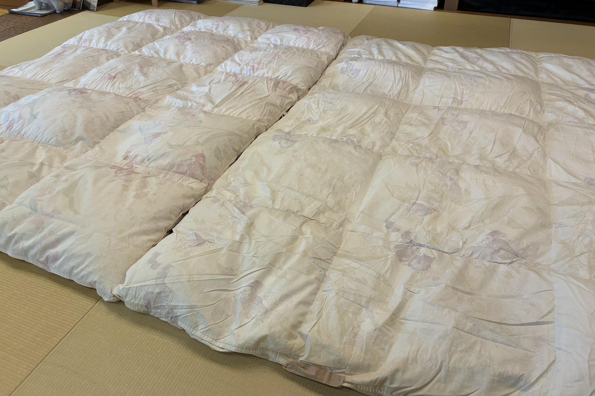 【婚礼羽毛布団リフォーム事例】30年前の婚礼羽毛布団を仕立て直し｜安城市のお客様